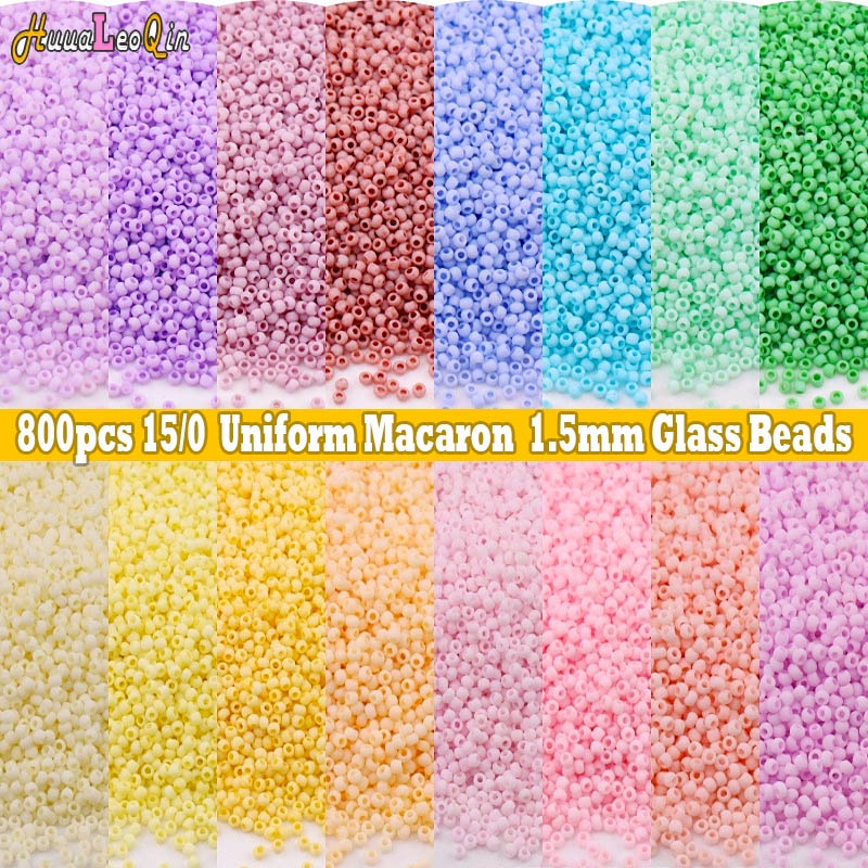 Set 800 Hạt Thủy Tinh Mờ Kích Thước 15/0 1.5mm Dùng Làm Trang Sức Thủ Công