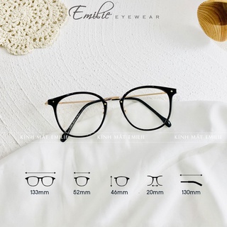 Gọng kính nữ tròn mảnh nhẹ nhựa dẻo kết hợp kim loại cao cấp Emilie eyewear phụ kiện thời trang 01260