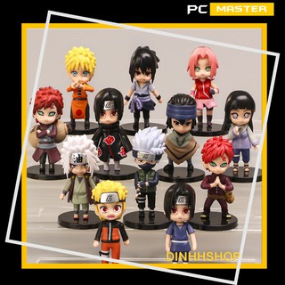 Mô hình naruto chibi set 12 nhân vật naruto sasuku kakashi hokage cử đông được #pcmaster