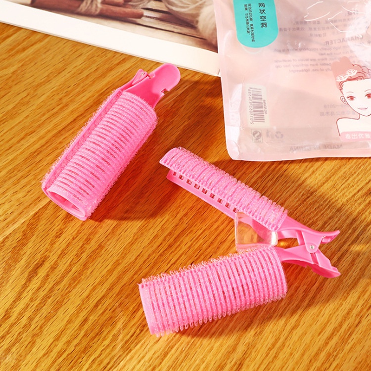 {Hồng 4 cái} lô cuốn phồng chân tóc LC12 kiểu mỏ vịt để uốn tóc mái bay tự dính to dài 11cm