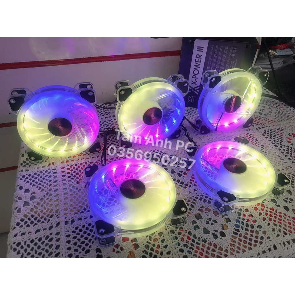 Quạt CoolMoon K5 - Fan CoolMoon K5, Led RGB 12cm, trong suốt, phiên bản mới nhất 2020