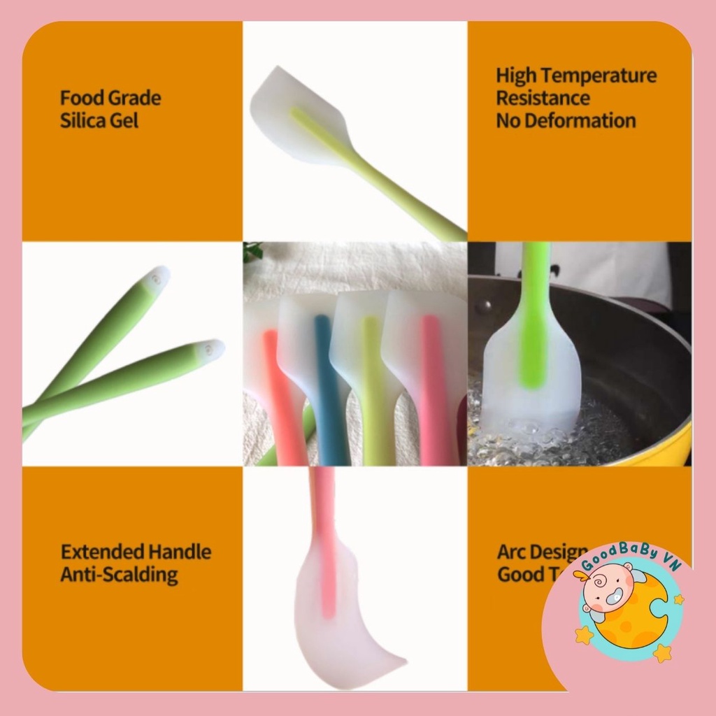 Phới Trộn Bột làm bánh ,Cây vét kem vét bột silicon cao cấp size lớn 21cm Goodbabyvn