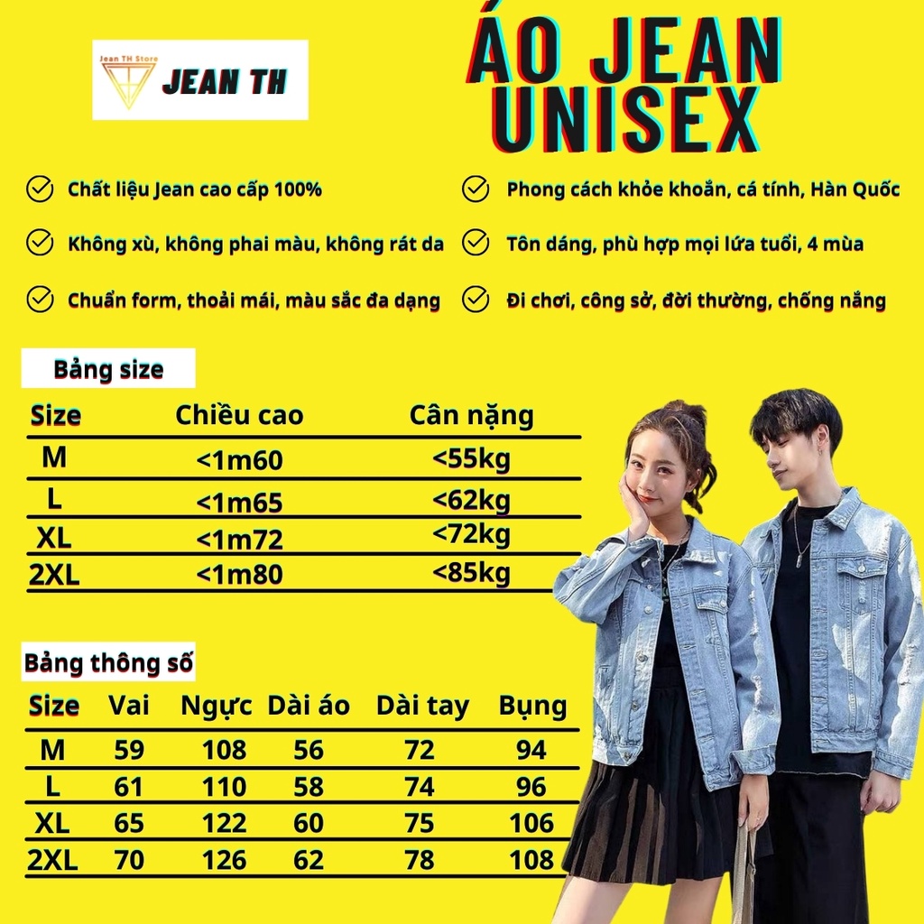 Áo khoác jean unisex nam nữ TH Store bò đắp mạc My Very Soul cá tính ulzzang chống nắng