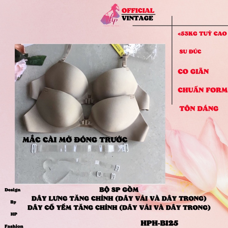Áo ngực cổ yếm nâng tạo khe, áo lót nữ khoá cài trước có dây trong đi kèm BI25