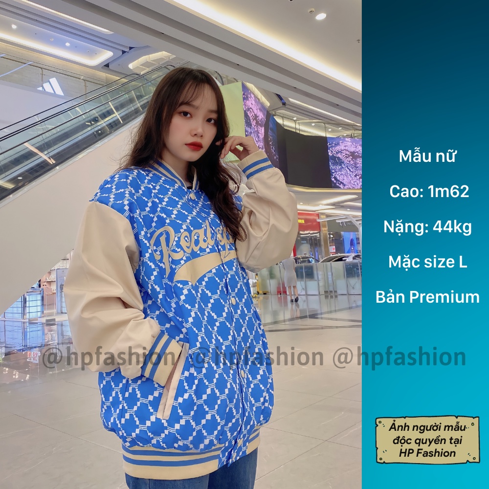 Áo bomber Varsity Jacket form rộng RealSpace vải dù ❤️ Áo khoác bóng chày chống nắng dáng Unisex D13 - Happy Style