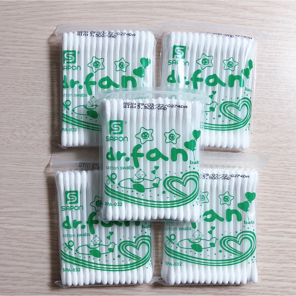 Tăm Bông Kháng Khuẩn Người Lớn - Trẻ Em Vệ Sinh Tai Mũi, Bông Ngoáy Tai Aten - Dr.Fan 100% Bông Tự Nhiên Tiệt Trùng