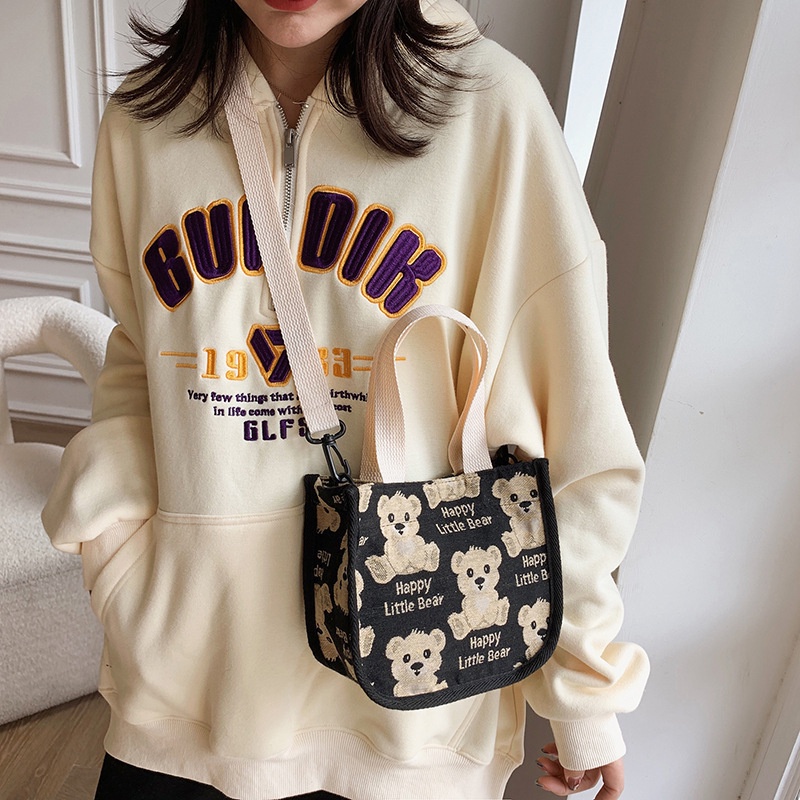 Túi Vải Đeo Chéo Hình Gấu Đáng Yêu Thời Trang Cho Nữ