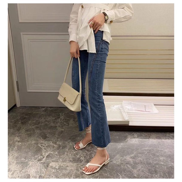 guốc sandal gót vuông 5cm mũi hở dây quấn cổ chân Minhtuyethoes-Giày nữ kiểu chiến binh mẫu mới 2022