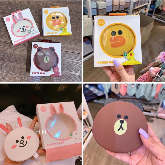 Sạc dự phòng cute cực yêu gấu nâu, vịt dolly, thỏ trắng cony - Pin dự phòng Line Friend Thái Lan