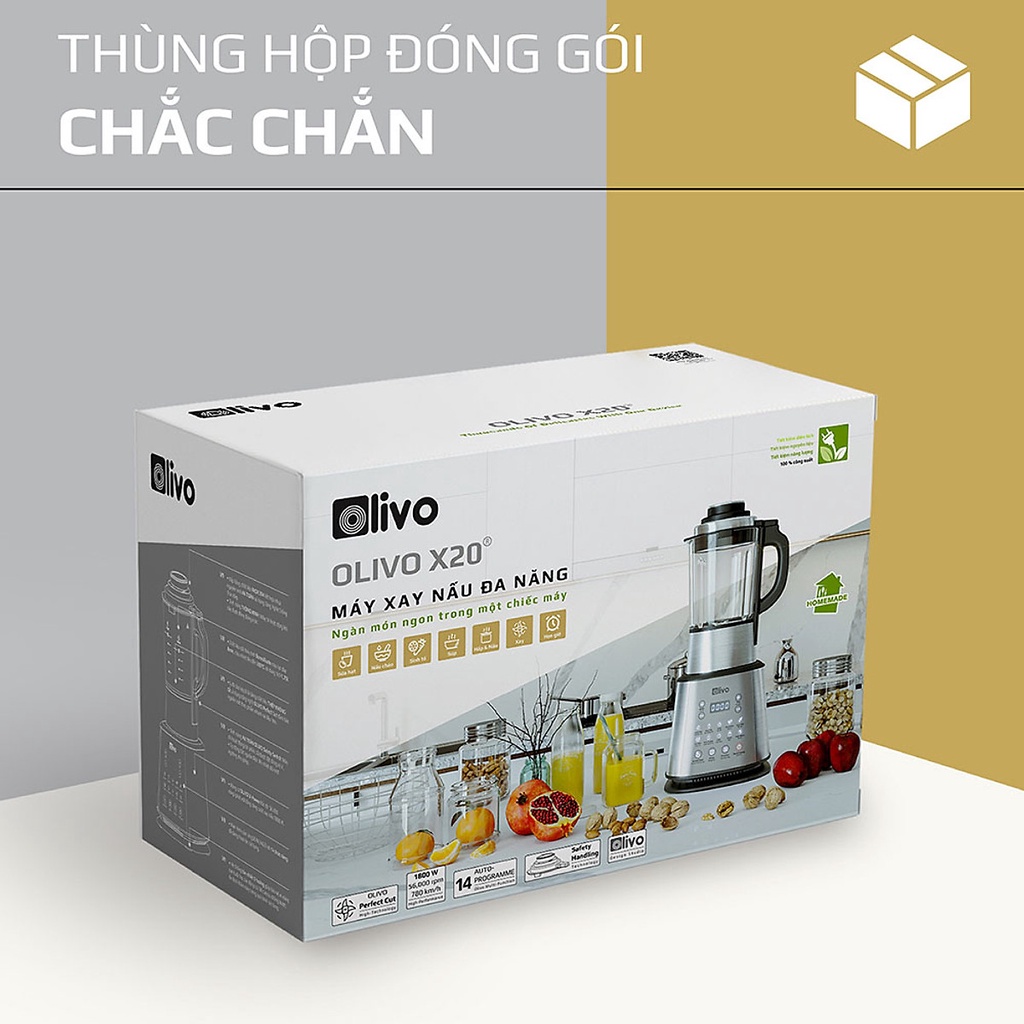Máy Làm Sữa Hạt Olivo X20 Thương Hiệu Mỹ Đa Tính Năng Chế Độ Vệ Sinh Máy Tự Động - Hàng Chính Hãng