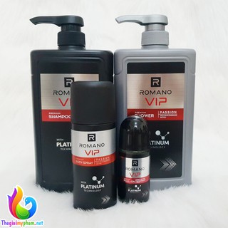 [Mã COSBAUH3 giảm 8% đơn 300K] Combo Romano Vip: Tắm 650g + Gội 650g + Xịt 150g + Lăn 50ml