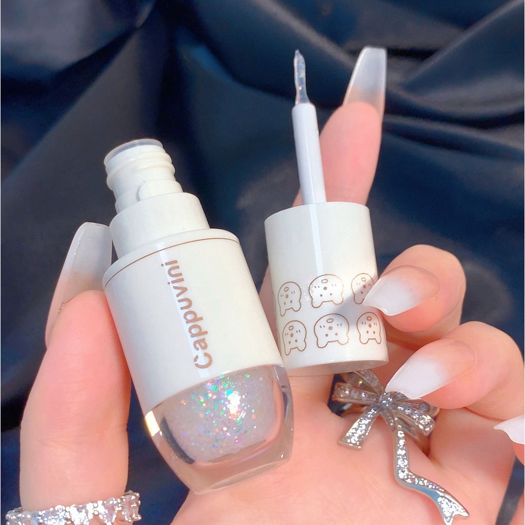 Nhũ mắt dạng lỏng Cappuvini lấp lánh bắt sáng chống nước lâu trôi, Nhũ mắt kim tuyến lấp lánh mịn dễ tán không bết dính