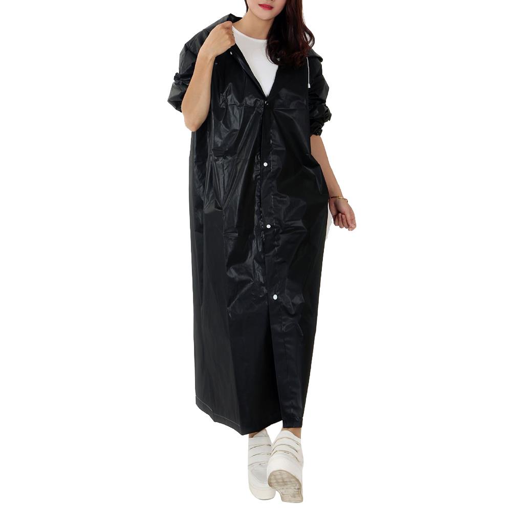 1 Áo Mưa EVA Dày Có Mũ Trùm Màu Đen Chống Thấm Nước Kích Thước 145*68CM Cho Nam Và Nữ