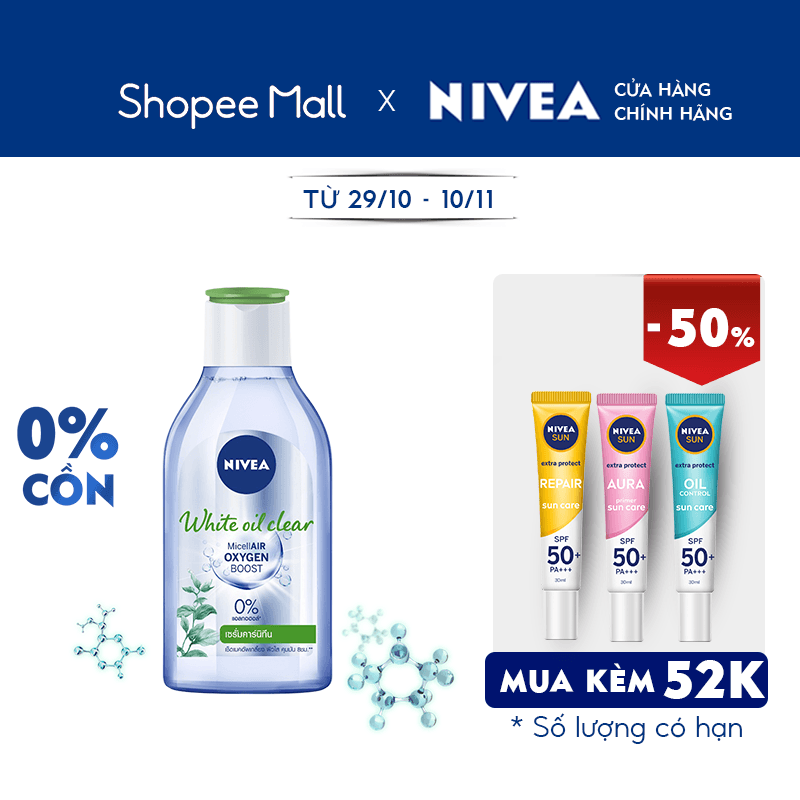 Nước Tẩy Trang NIVEA Kiểm Soát Nhờn White Oil Clear Micellar Water - 400ml - 84212