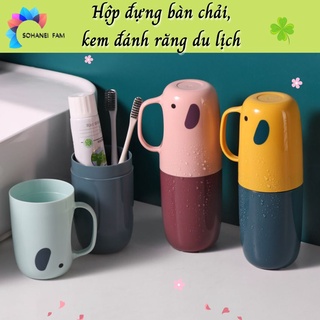 [HCM] Hộp Đựng Bàn Chải Kem Đánh Răng Kiêm Cốc Đánh Răng Du Lịch - Kiểu Dáng Gọn Nhẹ Có Dây Treo Tiện Lợi -SOHANEI FAM