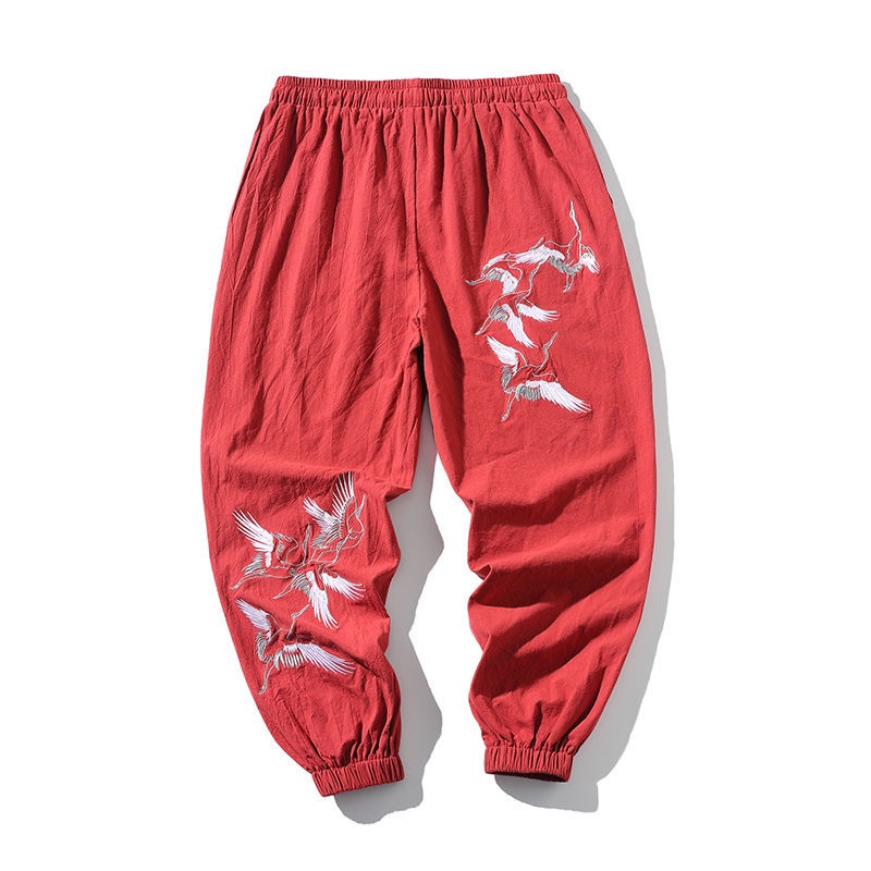 Seluar Quần Harem Dài Chín Tấc Bằng Vải Cotton Lanh Ống Rộng Phong Cách Trung Hoa Cho Nam