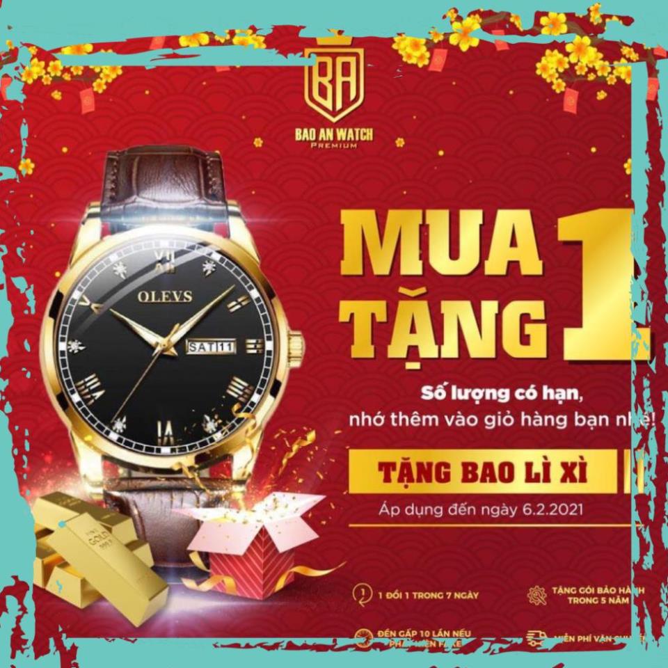 [Chính Hãng 100%] Đồng Hồ Nam - Đồng hồ thời trang nam OLEVS OL6602 dây da chính hãng size 40mm