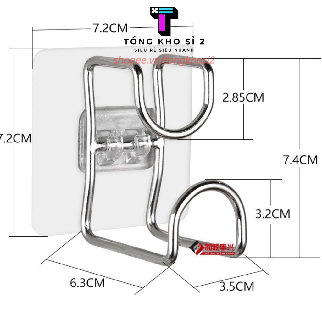 PVN16338 Móc dán tường treo vật dụng, chậu thau rổ chịu lực tốt