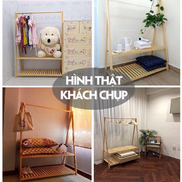 Kệ chữ A hai tầng chất liệu gỗ thông nhập khẩu size 90x35x145cm. Hình chụp thật