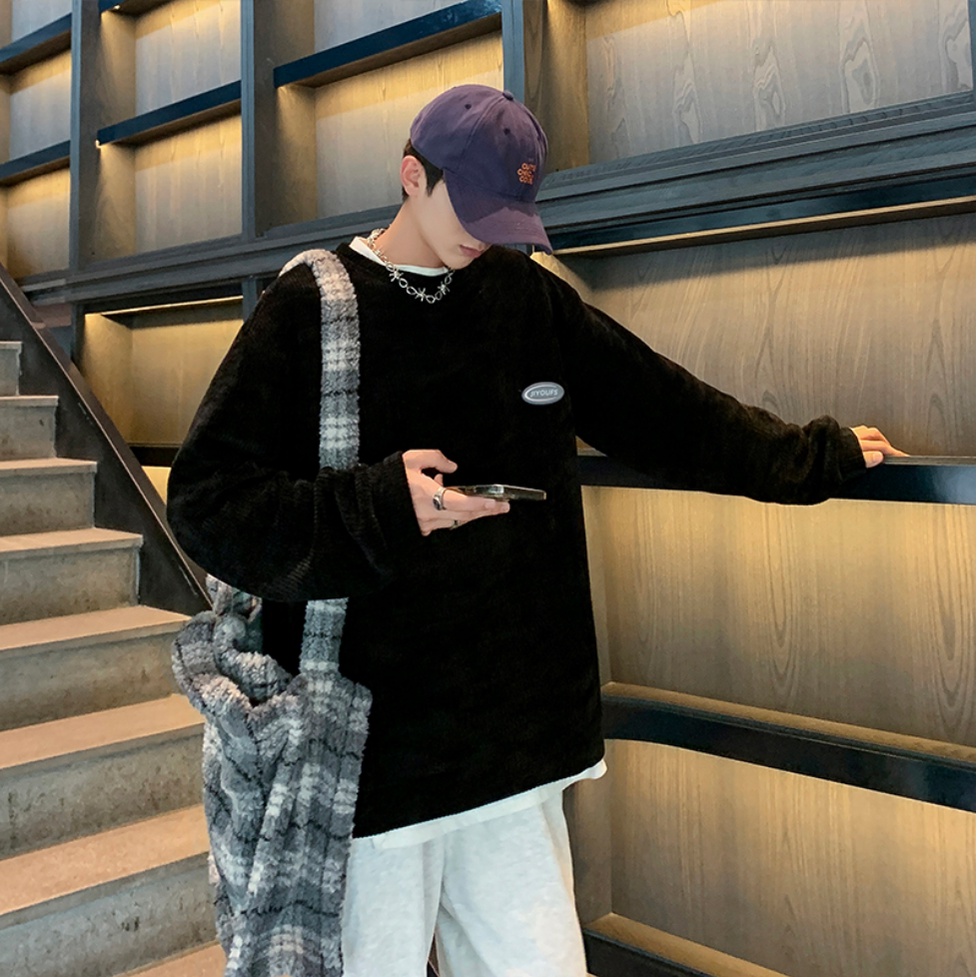 dáng rộng kẻ sọc thời trang Hàn，áo sweater nam nữ form trơn đủ màu chất liệu nỉ bông mềm tay dài siêu đẹp