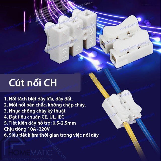 [Tp.HCM] Bộ 10 Cầu Nối Dây Điện 2P ( Trắng )