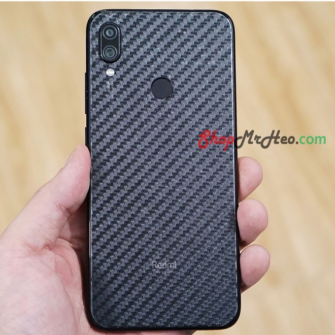 Bộ 3 SKin Dán Mặt Sau Lưng Vân 3D Xiaomi Redmi 7A - Redmi 7 - Redmi Note 7 - Carbon, Hình Hộp, Nhám