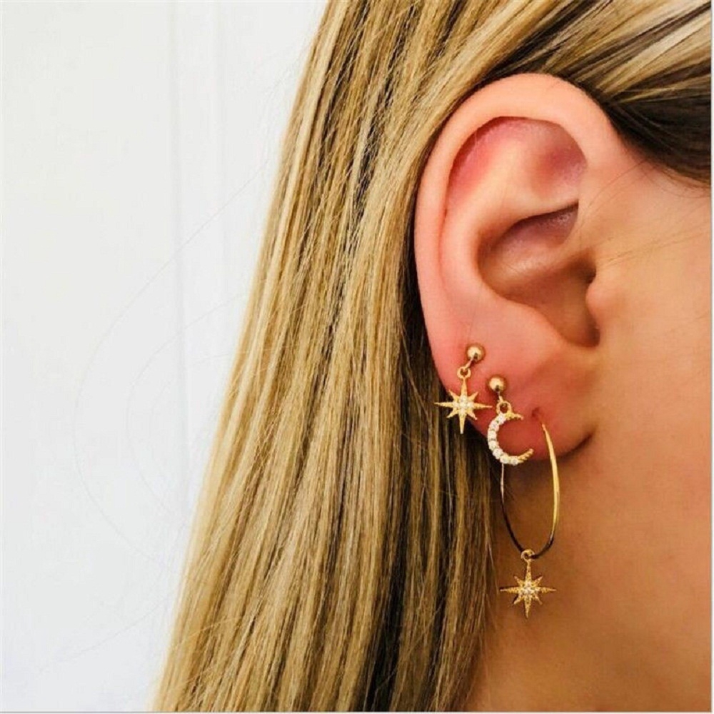 Set 4 khuyên tai đính hạt sang trọng cho nữ