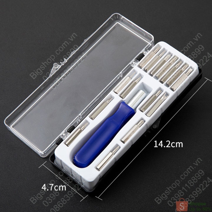 Bộ tua vít mini 16 chi tiết (15 đầu và 01 tay cầm), có từ tính