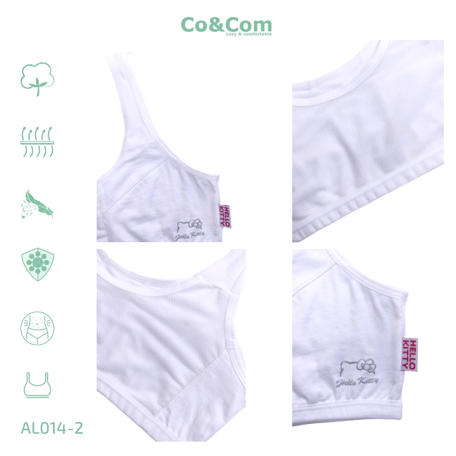 Áo Lá Học Sinh, Áo Lót Bé Gái Cotton Và Lưới Thoáng Khí Co&Com AL014 2 Lớp Mềm Mịn, Co Giãn | BigBuy360 - bigbuy360.vn
