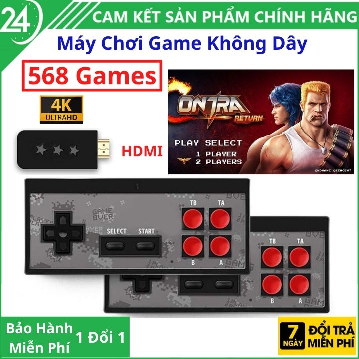 Máy Chơi Game Cầm Tay 4 Nút HDMI 568 Game Retro kết nối TV - Hỗ trợ Plug and Play