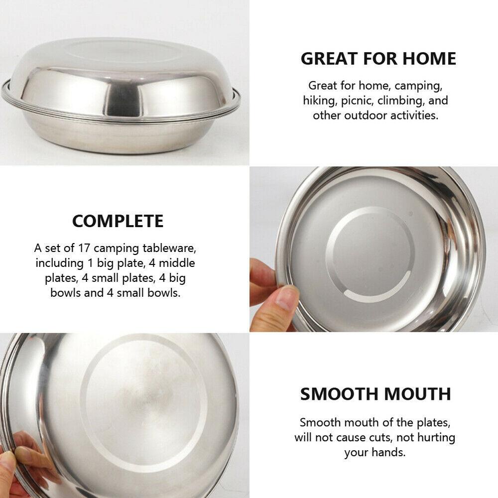 Bộ 1 / 17 Món Chén Đĩa Đa Năng Kèm Túi Đựng Tiện Dụng Mang Theo Du Lịch Cắm Trại