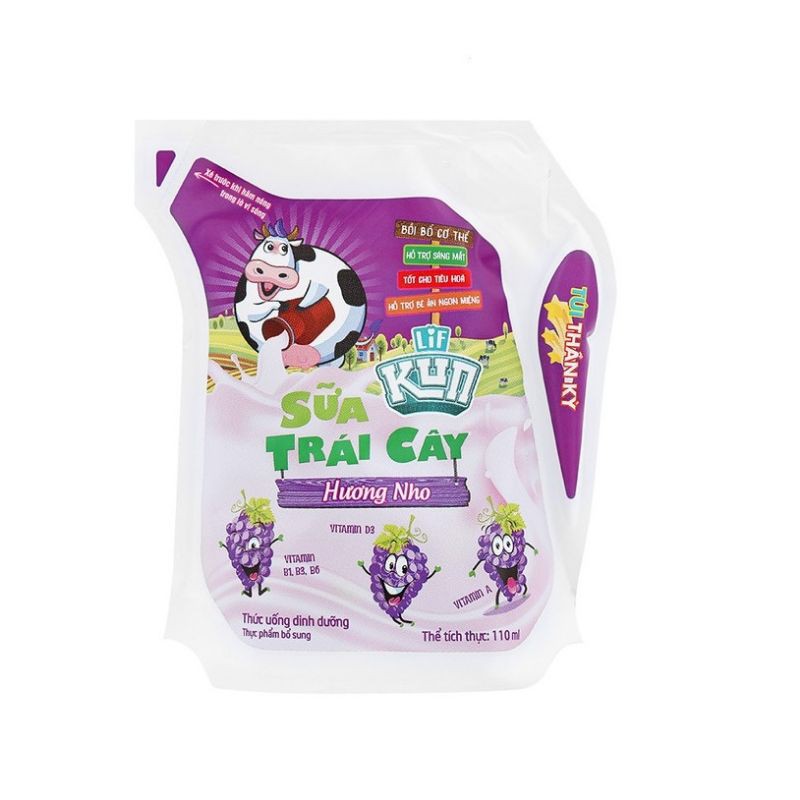 Sữa trái cây Kun túi thần ky