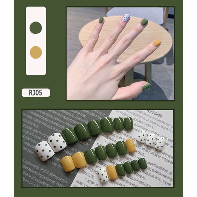 (tặng keo dán + dũa móng) Set 24 móng tay giả thời trang dành cho nữ