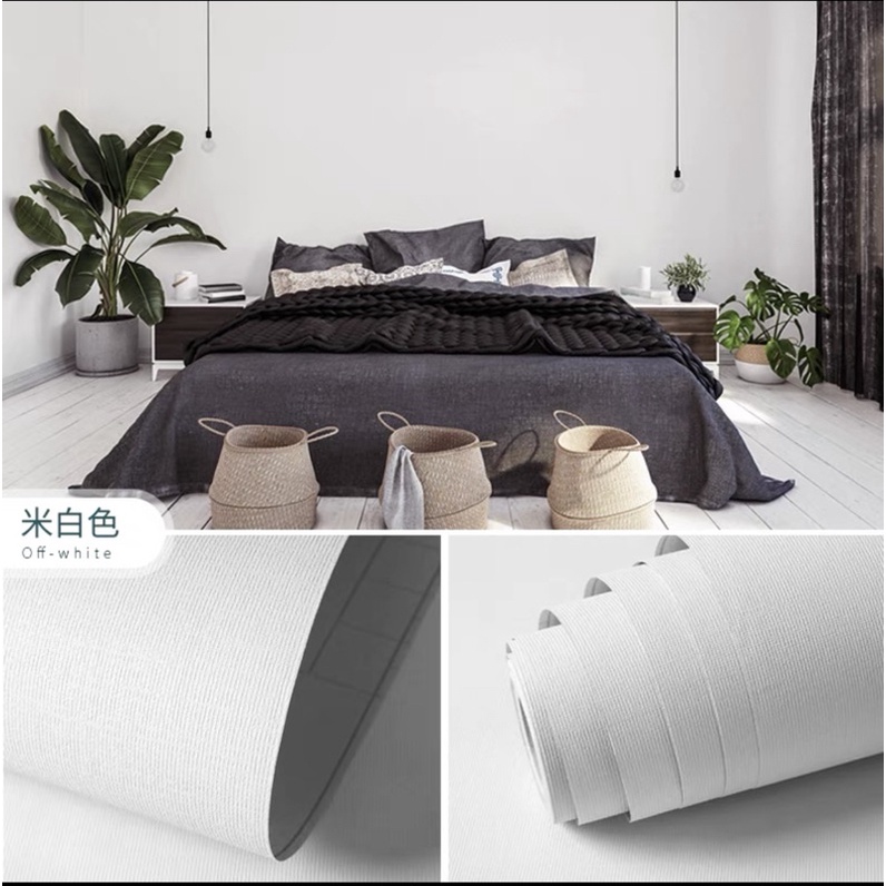 Giấy dán tường Màu trắng sẵn keo_decal dán tường dài 10 mét rộng 45cm