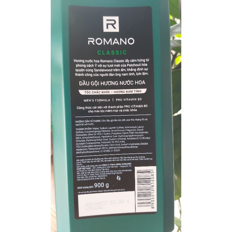 Dầu gội hương nước hoa Romano Classic 900g
