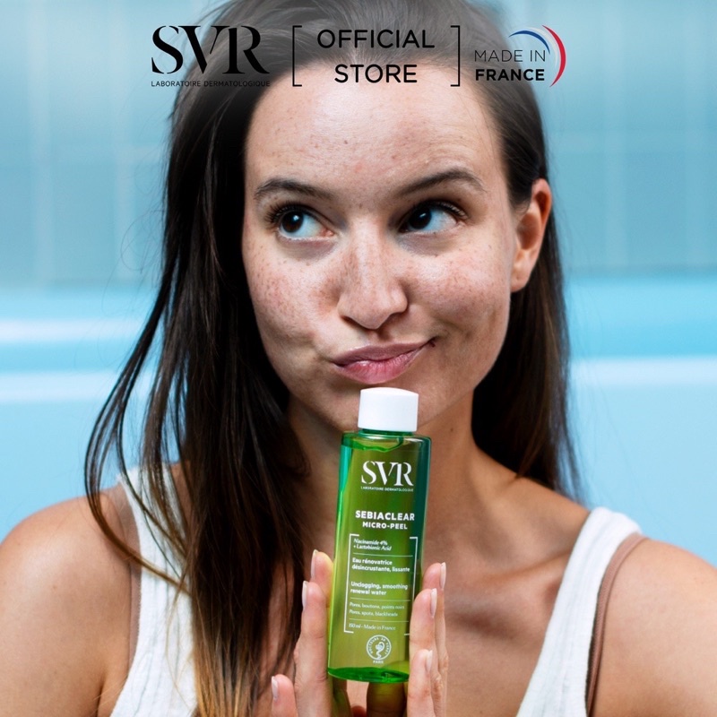 Nước hoa hồng toner SVR SEBIACLEAR MICRO PEEL giảm mụn và thâm kiềm dầu