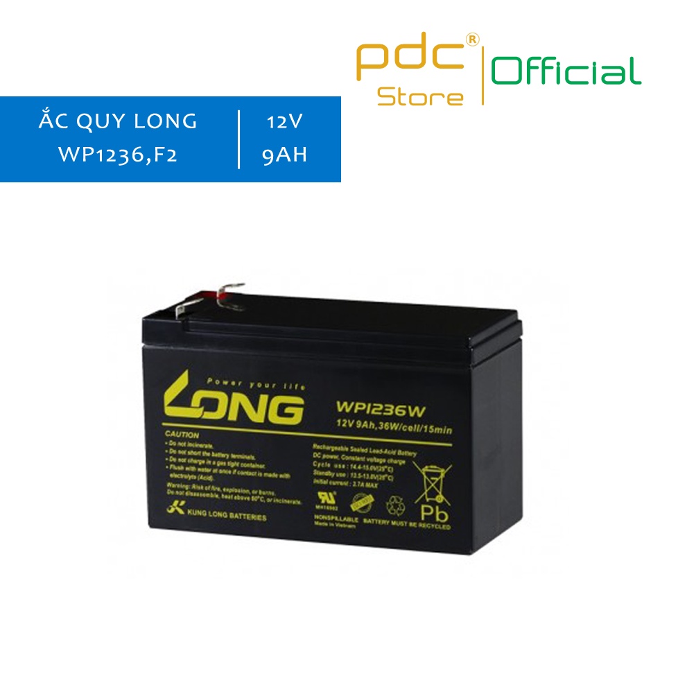 Bình Ắc Quy LONG 12V 9Ah WP1236W-F2 - Hàng Chính Hãng