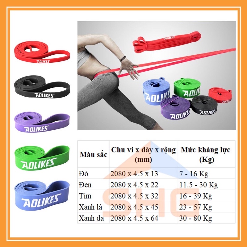 DÂY KHÁNG LỰC (RESISTANCE BAND) AOLIKES CAO CẤP, CHU VI DÂY 2080 MM, NHƯ PHÒNG GYM THU NHỎ