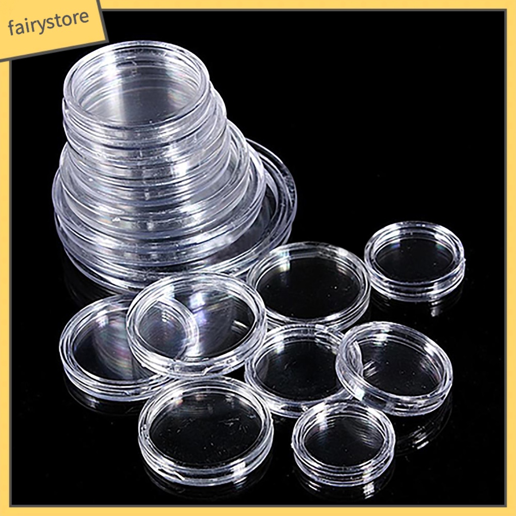 10 hộp đựng tiền xu trong suốt kích thước 18mm đến 50mm