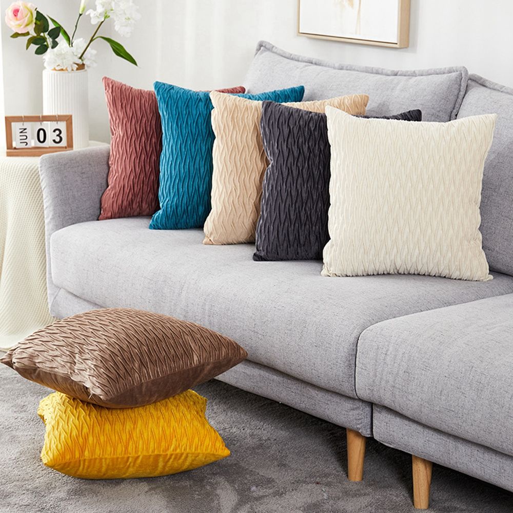 Vỏ gối tựa ghế sofa vải nhung màu trơn trang trí phòng khách