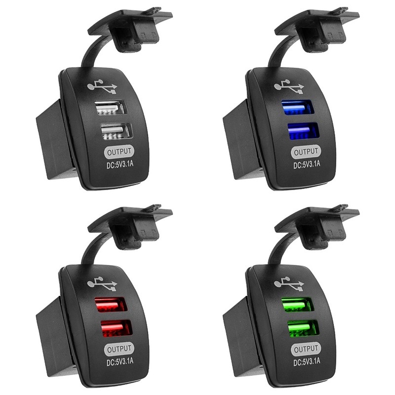 Tẩu Sạc Điện Thoại Hai Cổng USB 12V-24V 5V 3.1A Có Đèn LED Báo Hiệu Cho Xe Hơi