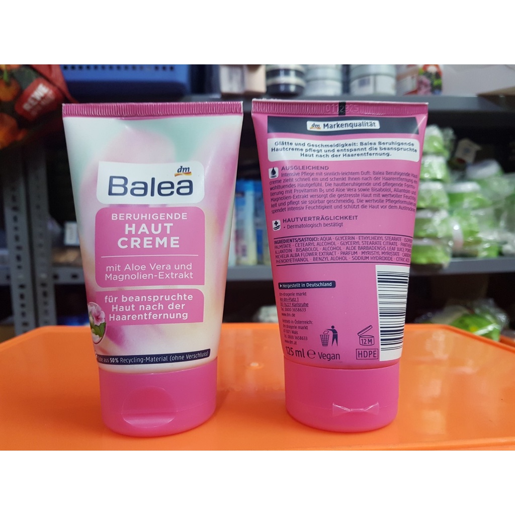 Kem tẩy lông và kem dưỡng sau wax làm dịu da, ức chế mọc lông Balea