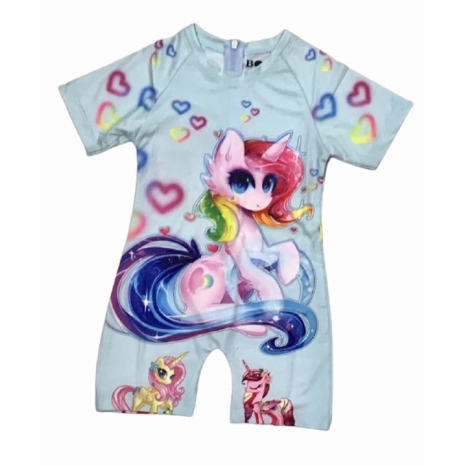 Bộ Bơi Liền Bé Gái 10kg -46kg Thun Lạnh in 3D ngựa 1 sừng