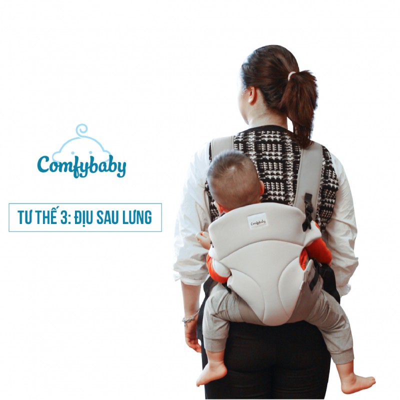 Địu em bé 3 tư thế có đỡ cổ sơ sinh - THOÁNG KHÍ-CHỐNG GÙ cho bé ComfyBaby CF-BK010 hàng chính hãng - bảo hành 12 tháng