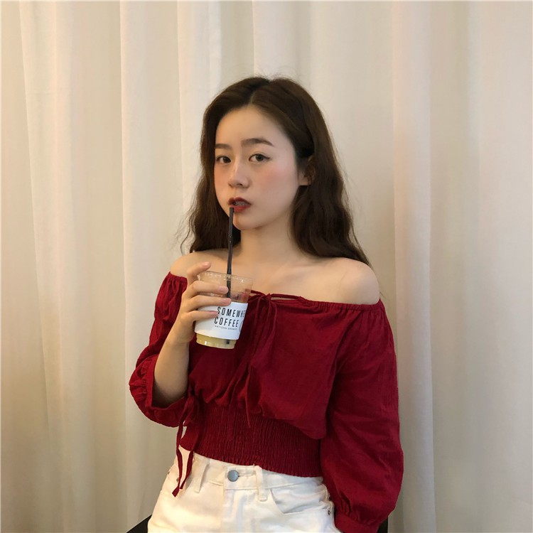 Xiaozhainv Áo trễ vai kiểu dáng sexy theo phong cách Hàn Quốc | BigBuy360 - bigbuy360.vn