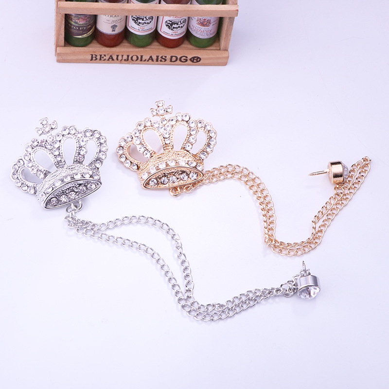 Ghim cài áo EFAN thiết kế vương miện phối tua rua đính đá màu vàng/ bạc sang trọng thời trang dành cho nam