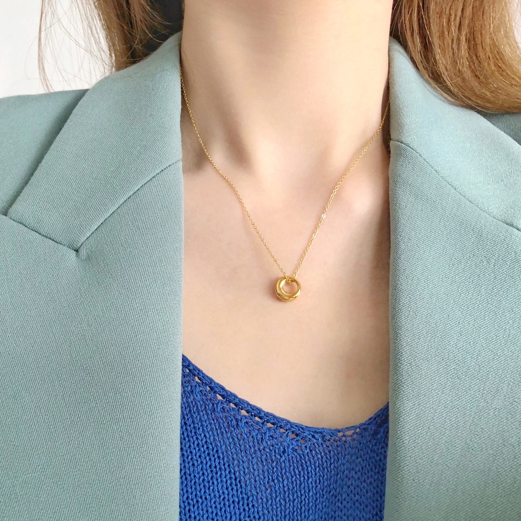 Dây chuyền titan nữ mặt vòng tròn cá tính dây mắt xích nhỏ không đen gỉ
