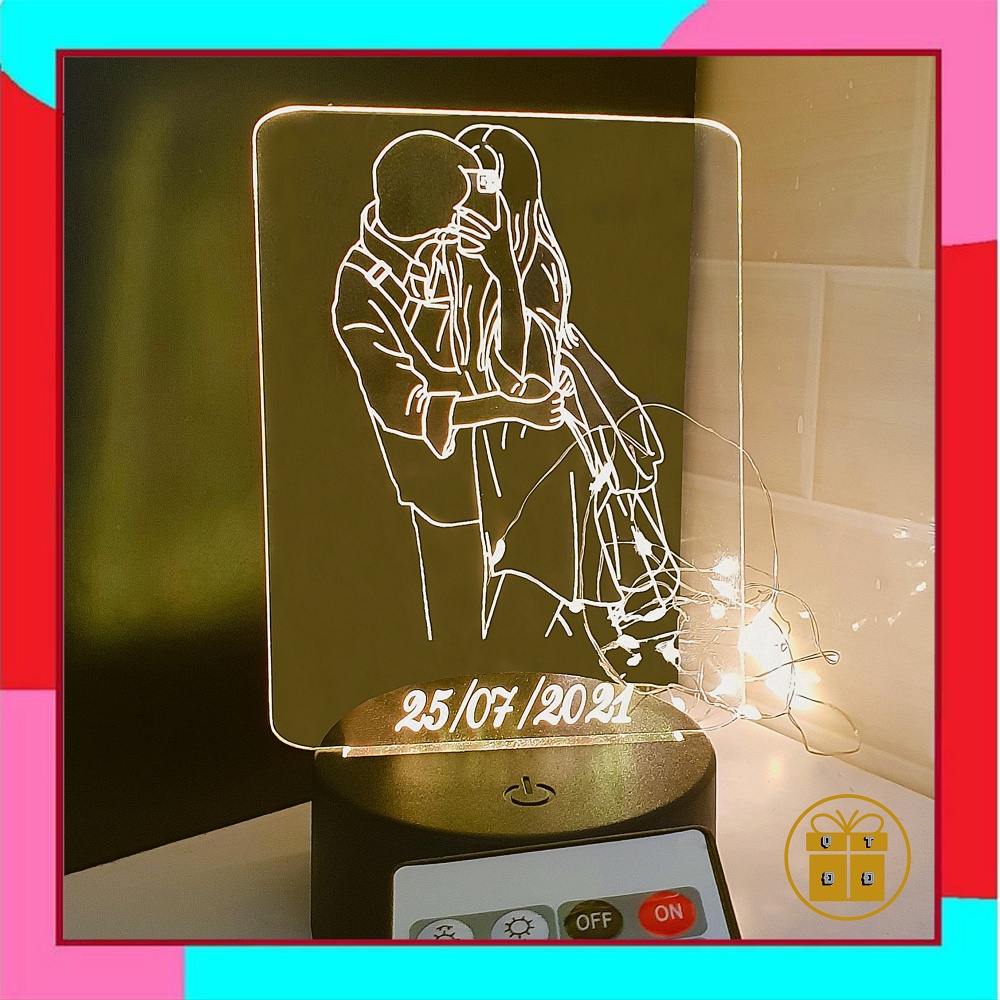 Đèn Khắc Hình Và Khắc Theo Yêu Cầu Style Hàn Quốc - Quà Tặng Sinh Nhật Cho Nữ Và Nam, Quà Lưu Niệm Ý Nghĩa