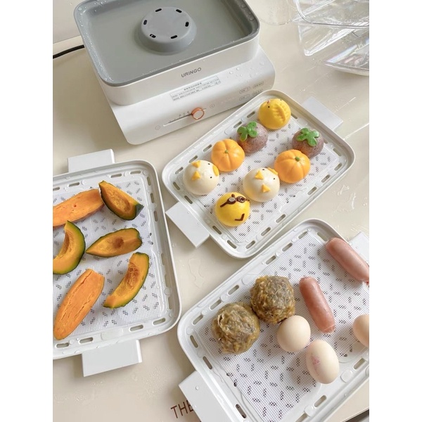 Nồi Hấp 3 Tầng URINGO Đa Năng Dung Tích Lớn 18 Lít - Cáo Đeo Nơ