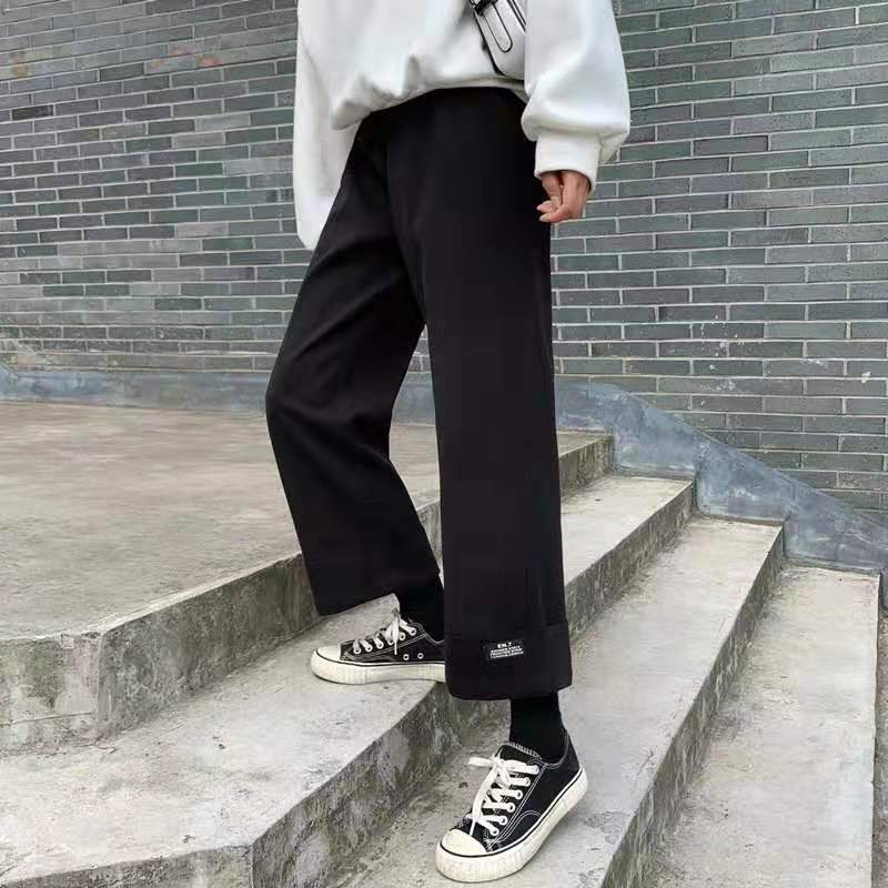 Women Wide Leg Pants Thick Wool Cloth High Waist Loose Straight Leg Pants | BigBuy360 - bigbuy360.vn